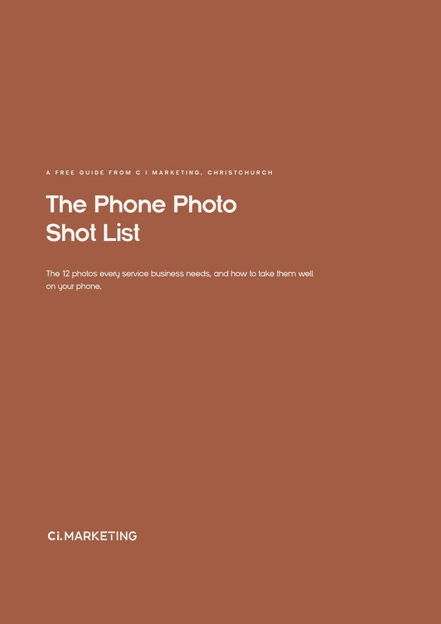 The cover of The Phone Photo Shot List, a free guide from C i Marketing